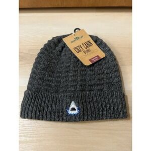Cozy Cabin Youth Beanie Gray Soft Lined Knit One Size Shark Design Acrylic New